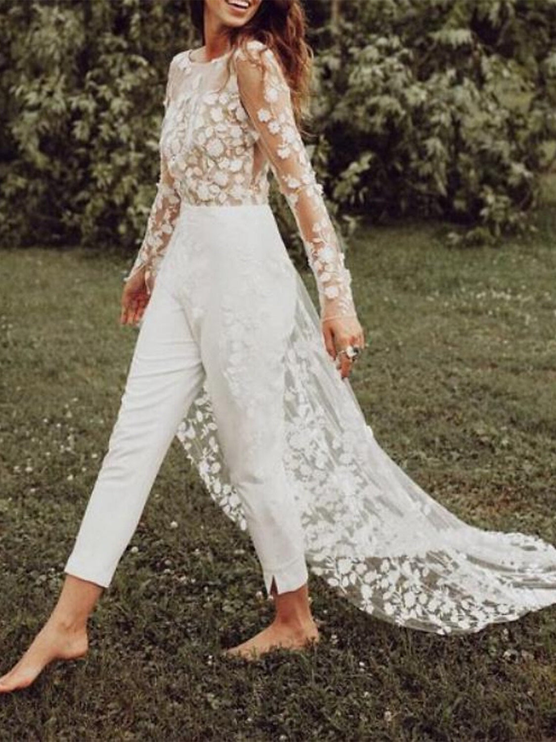 Chic Modern White Bridal Jumpsuit | Clara 1