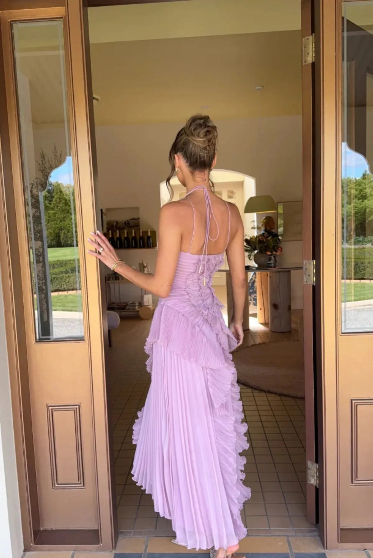 Floral Maxi Dress in Purple for Summer Weddings and Events