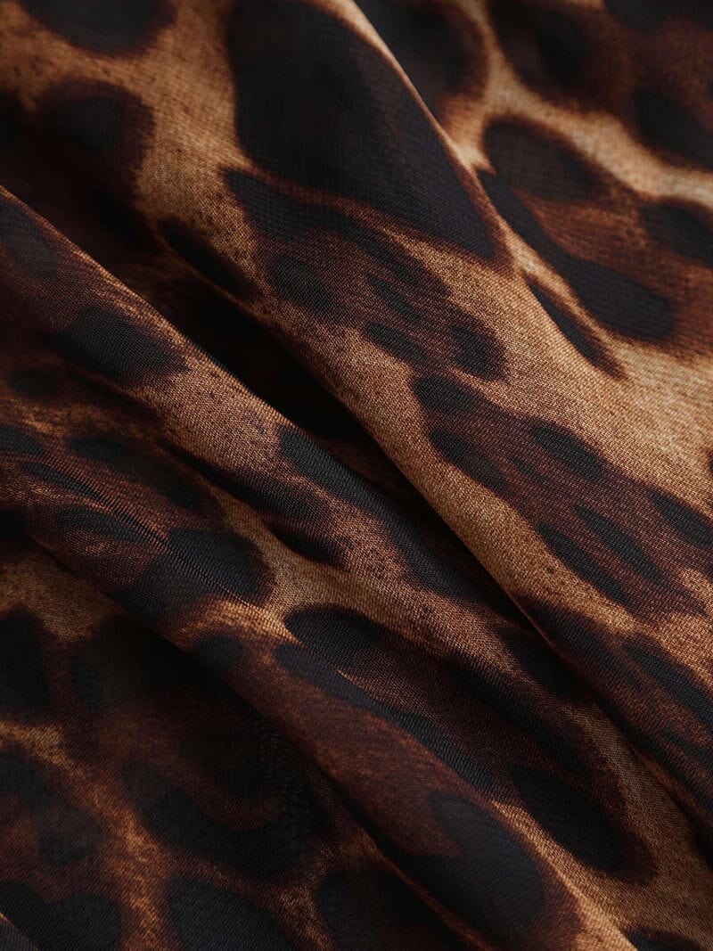 Leopard Print Maxi Dress for Women Summer with Wrap Detail