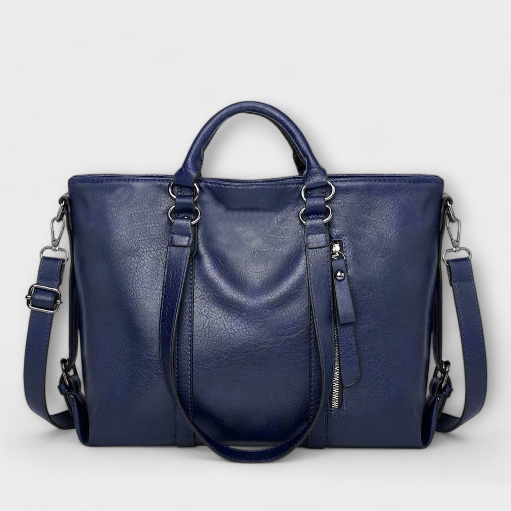 Cognac Distressed Minimalist Tote with Shoulder Strap